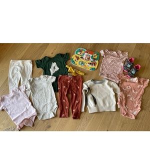 Baby Girl Lot Bundle 12 Or 12-18months Montessori Shoes Hearts Maine Wooden Toy